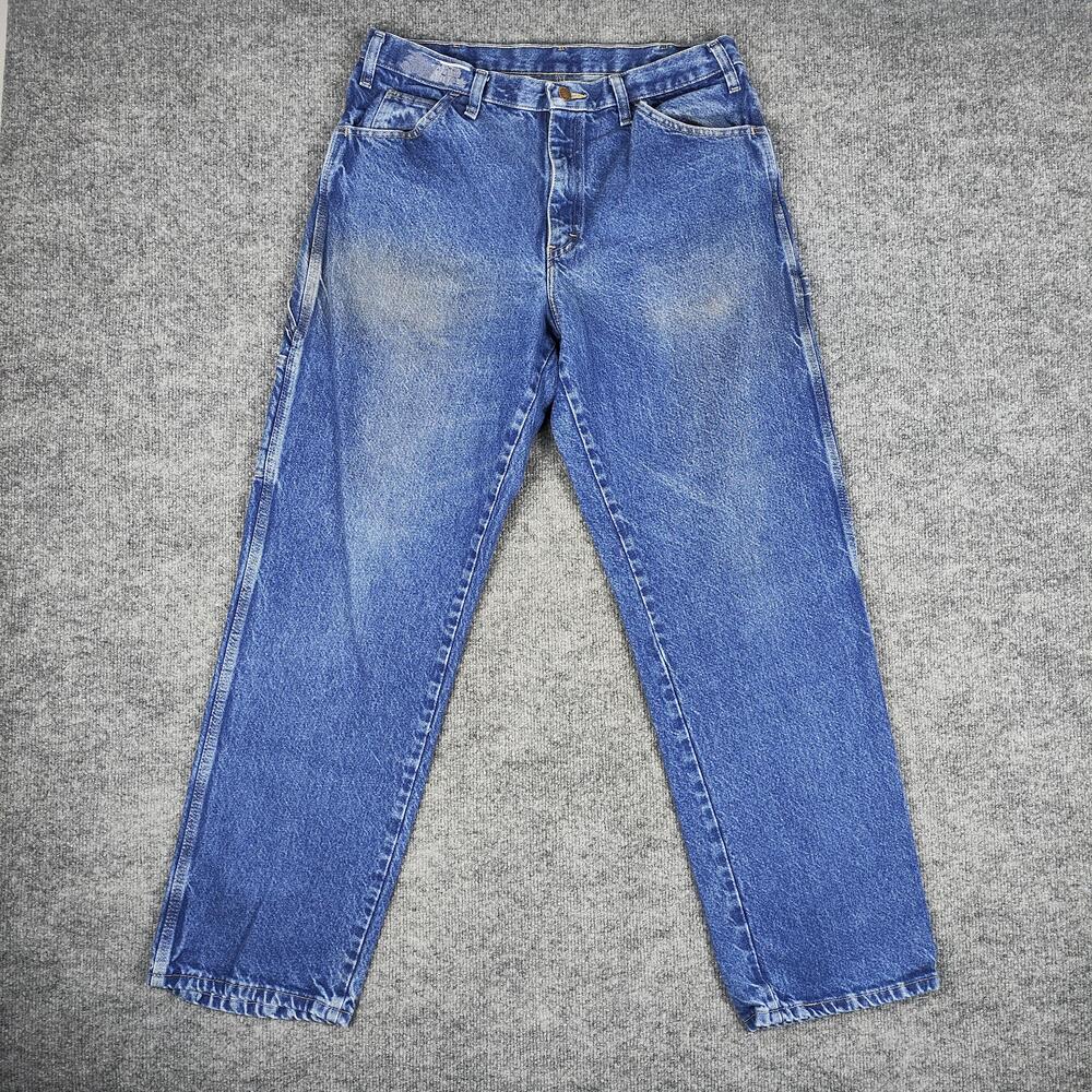 Dickies Jeans Mens 34x32 Blue Wash Relaxed Straight Carpenter Denim L200RNB